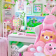 A look at a bright pink gaming set up.